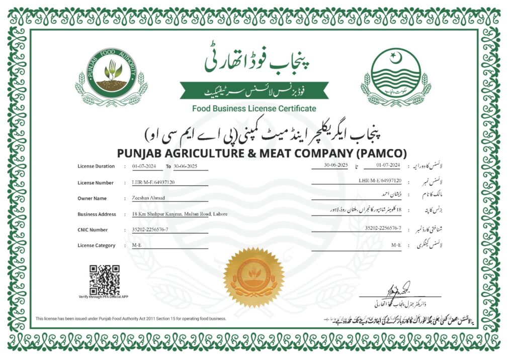 Food Business License - Punjab Food Authority