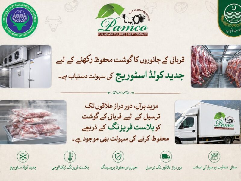 Modern cold storage and blast freezing facilities are available for safe preservation and transportation of sacrificial meat