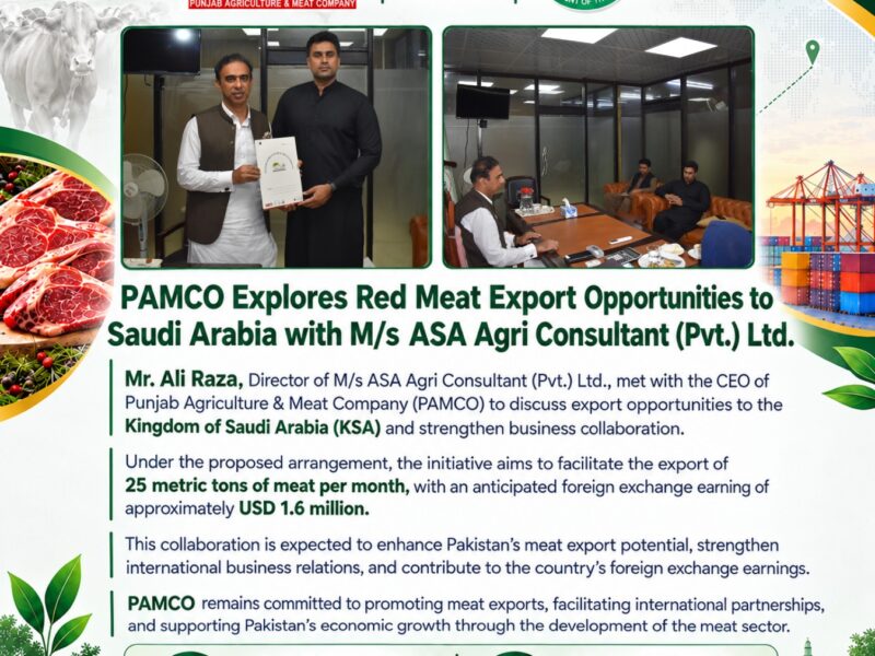 PAMCO Explores Red Meat Export Opportunities to Saudi Arabia with M/s ASA Agri Consultant (Pvt.) Ltd.
